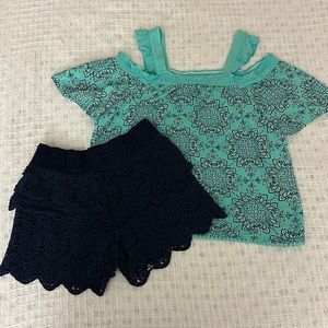 2 Piece set:  Size 10/12 - shirt & shorts (Justice)